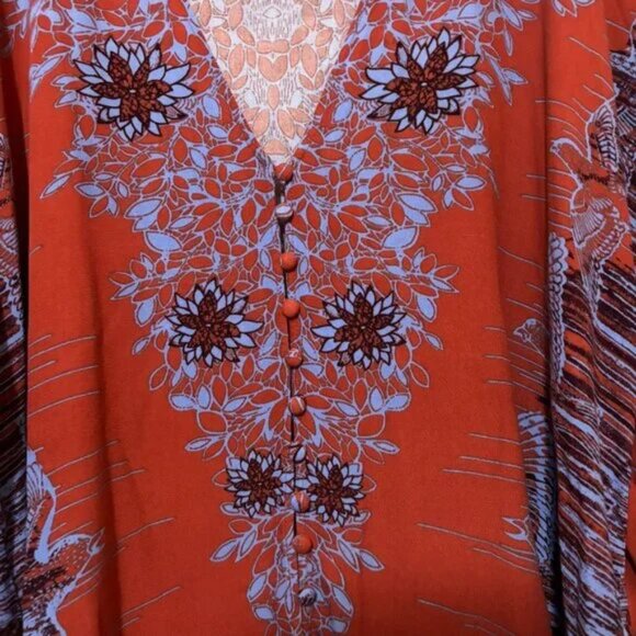 Free People Birds of a Feather Button up Blouse Blouson Sleeve Top Small - Picture 3 of 8